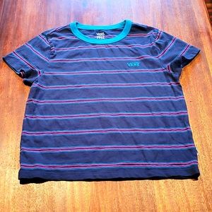 Girls size Medium Van's blue and teal striped tee.